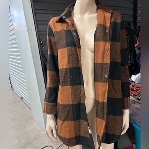 BB Dakota Black and Orange Plaid Jacket Shacket Small